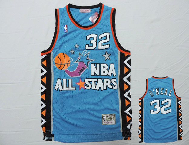 1996 All Star 32 Shaquille O'Neal Teal Hardwood Classics Jersey
