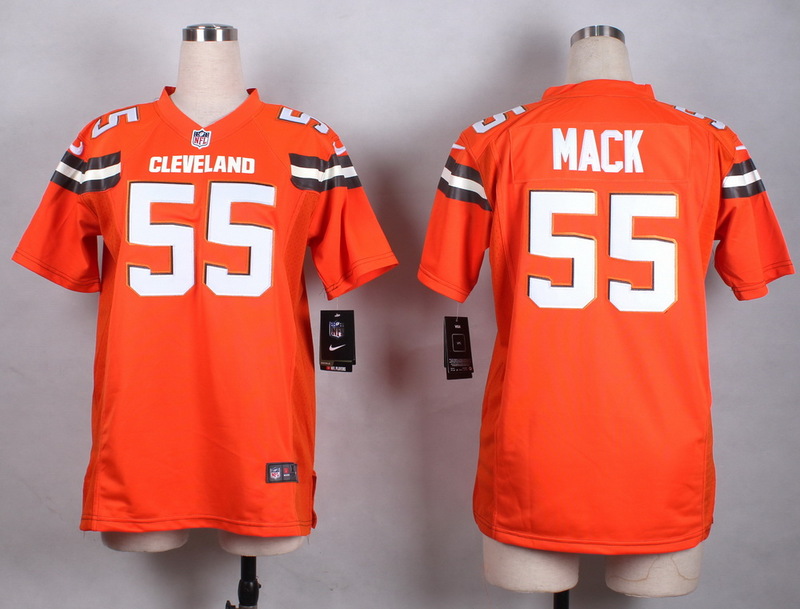 Nike Browns 55 Alex Mack Orange Women Game Jersey