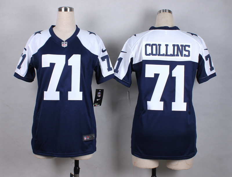 Nike Cowboys 71 La'el Collins Blue Thanksgiving Women Game Jersey