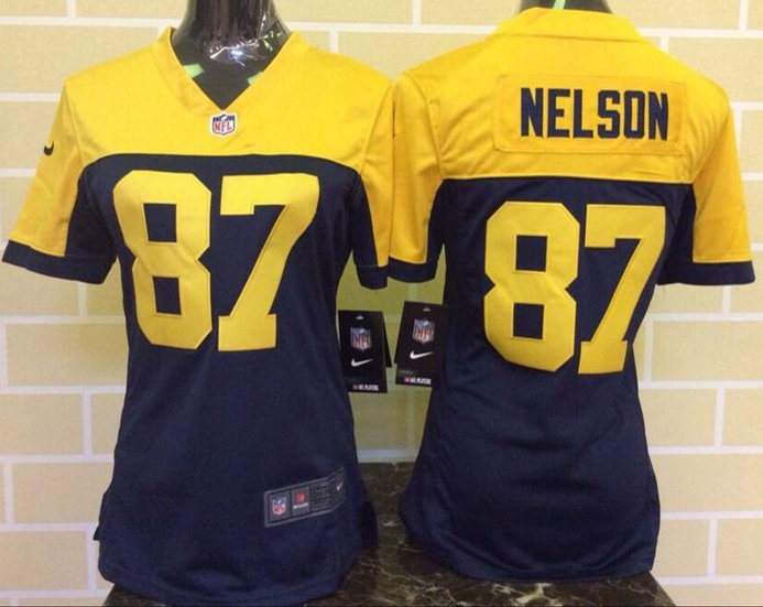 Nike Packers 87 Jordy Nelson Navy Blue Alternate Women Game Jersey
