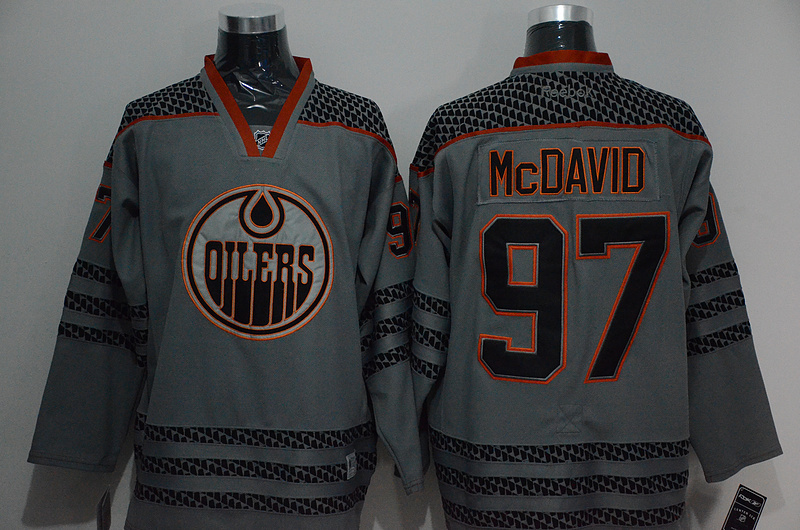 Oilers 97 Connor McDavid Charcoal Cross Check Premier Fashion Jersey