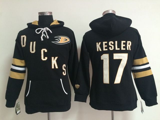 Ducks 17 Ryan Kesler Black Women All Stitched Hooded Sweatshirt