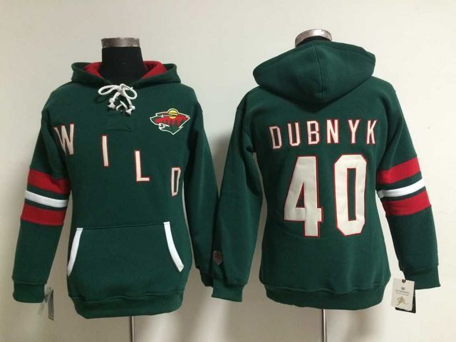 Wild 40 Devan Dubnyk Green Women All Stitched Hooded Sweatshirt - Click Image to Close