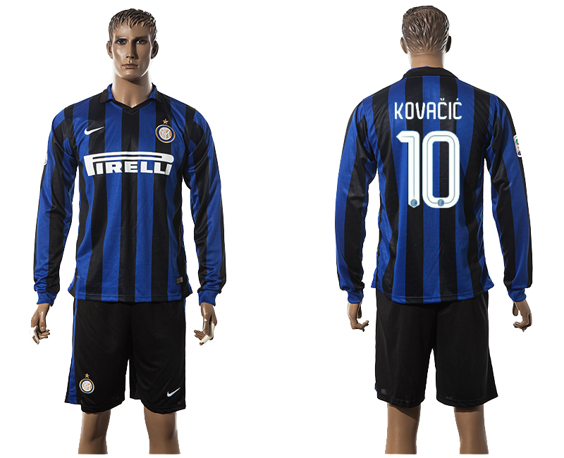2015-16 Inter Milan 10 KOVACIC Home Long Sleeve Jersey