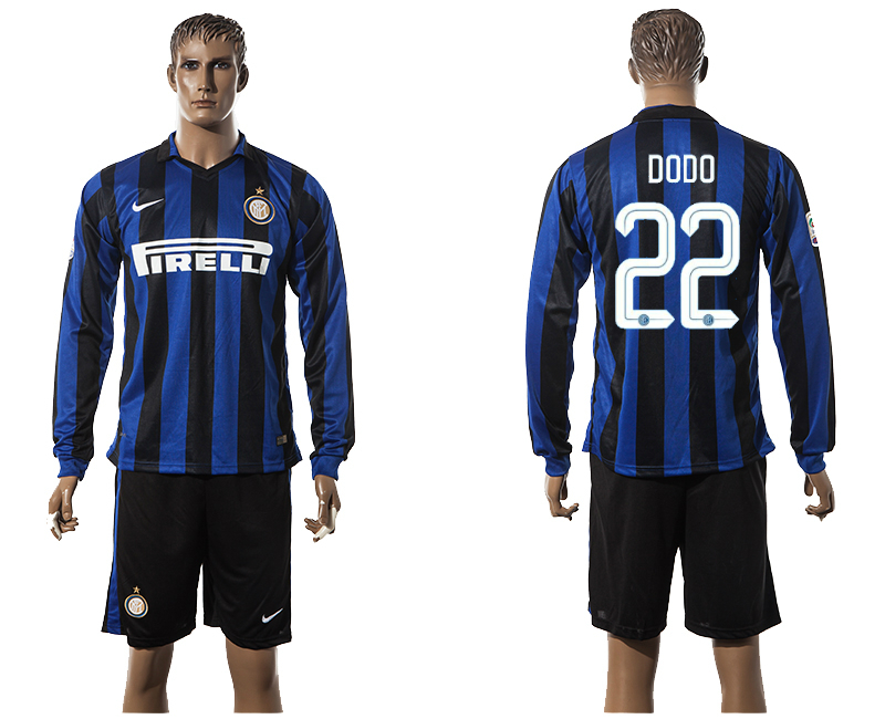 2015-16 Inter Milan 22 DODO Home Long Sleeve Jersey