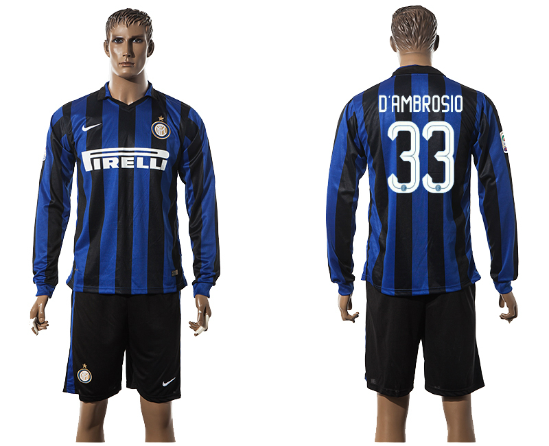 2015-16 Inter Milan 33 D'AMBROSIO Home Long Sleeve Jersey