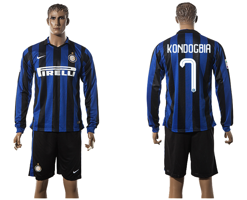 2015-16 Inter Milan 7 KONDOGBIA Home Long Sleeve Jersey