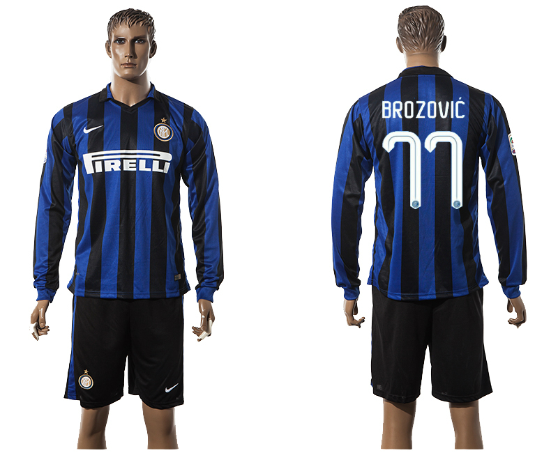 2015-16 Inter Milan 77 BROZOVIC Home Long Sleeve Jersey