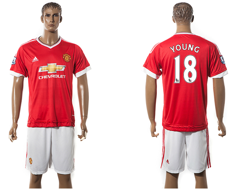 2015-16 Manchester United 18 YOUNG Home Jersey