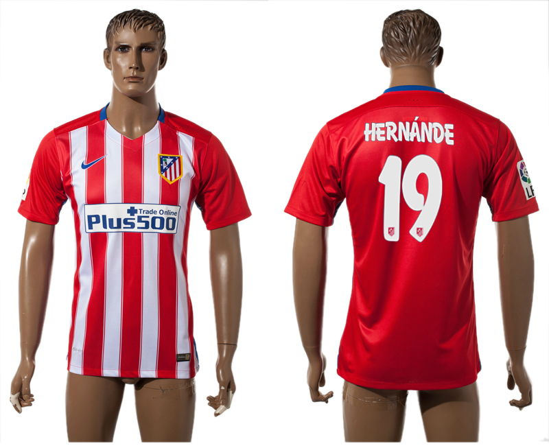 2015-16 Atletico Madrid 19 HERNANDE Home Thailand Jersey