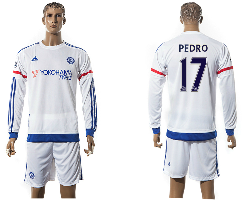 2015-16 Chelsea 17 PEDRO Away Long Sleeve Jersey
