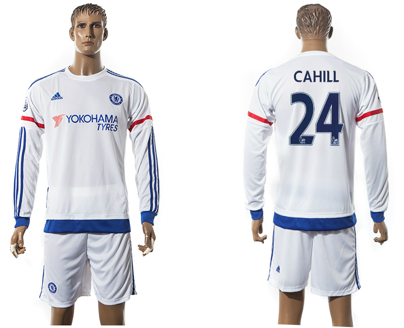 2015-16 Chelsea 24 CAHILL Away Long Sleeve Jersey