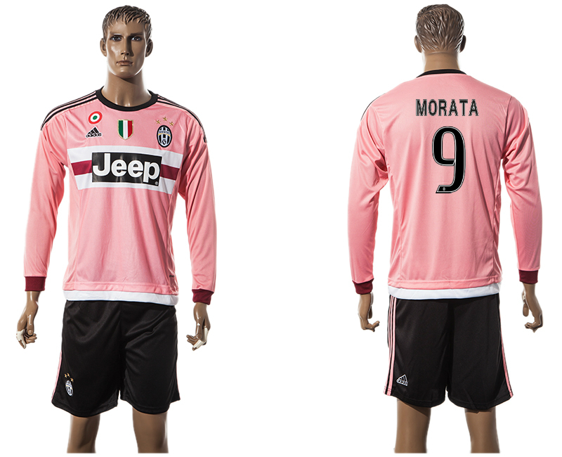 2015-16 Juventus 9 MORATA Away Long Sleeve Jersey