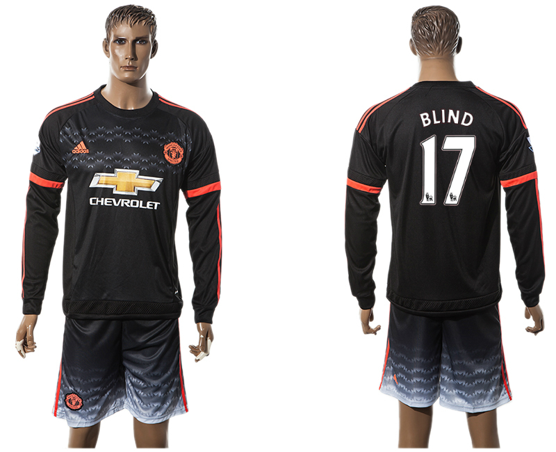2015-16 Manchester United 17 BLIND Third Away Long Sleeve Jersey