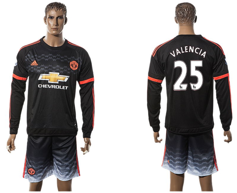 2015-16 Manchester United 25 VALENCIA Third Away Long Sleeve Jersey
