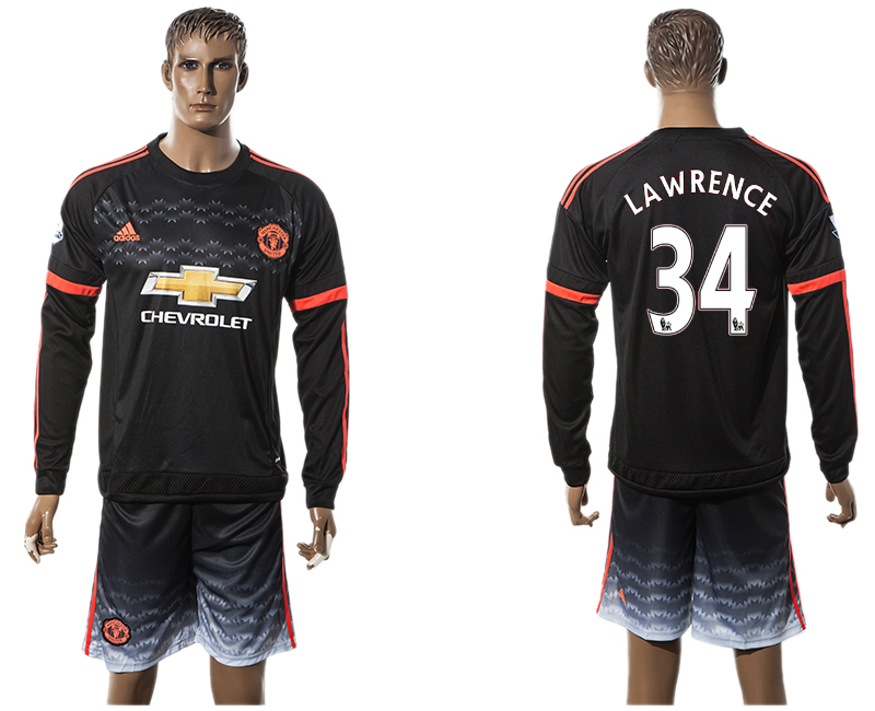2015-16 Manchester United 34 LAWRENCE Third Away Long Sleeve Jersey