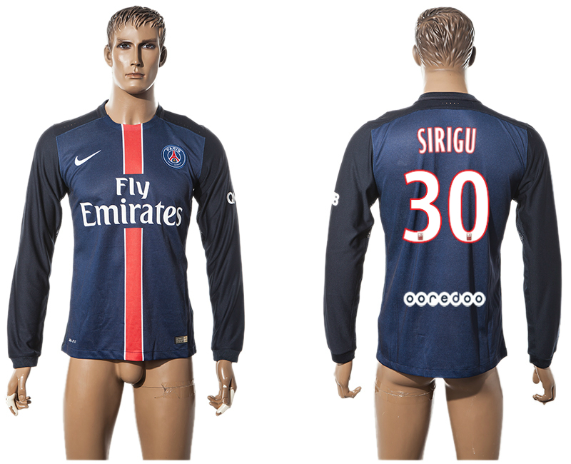 2015-16 Paris Saint-Germain 30 SIRIGU Home Long Sleeve Thailand Jersey