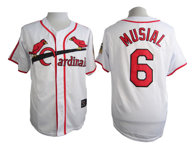 Cardinals 6 Stan Musial White Throwback Jersey