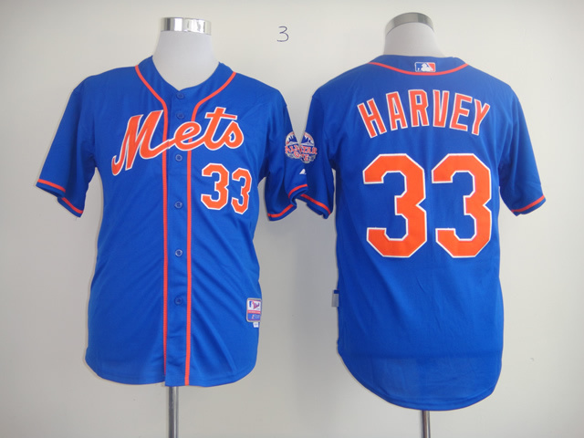 Mets 33 Matt Harvey Blue Cool Base Jersey