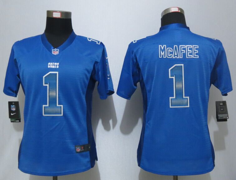 Nike Colts 1 Pat McAfee Blue Pro Line Fashion Strobe Women Jersey