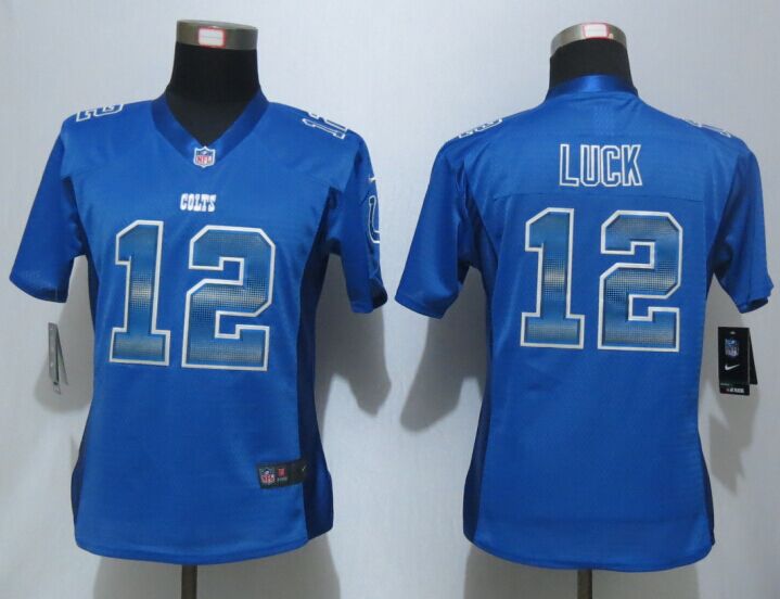 Nike Colts 12 Andrew Luck Blue Pro Line Fashion Strobe Women Jersey