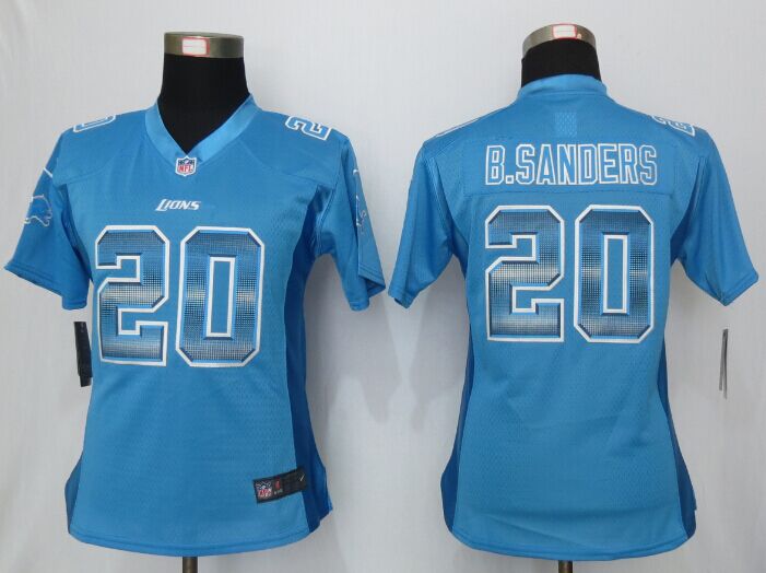 Nike Lions 20 B.Sanders Blue Pro Line Fashion Strobe Women Jersey