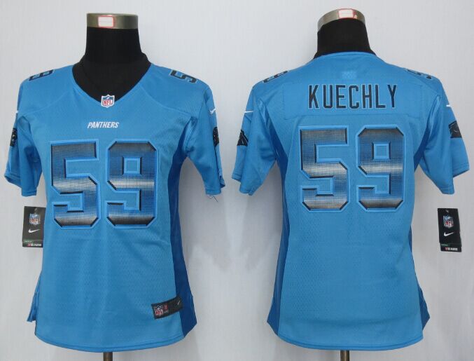 Nike Panthers 59 Luke Kuechly Blue Pro Line Fashion Strobe Women Jersey