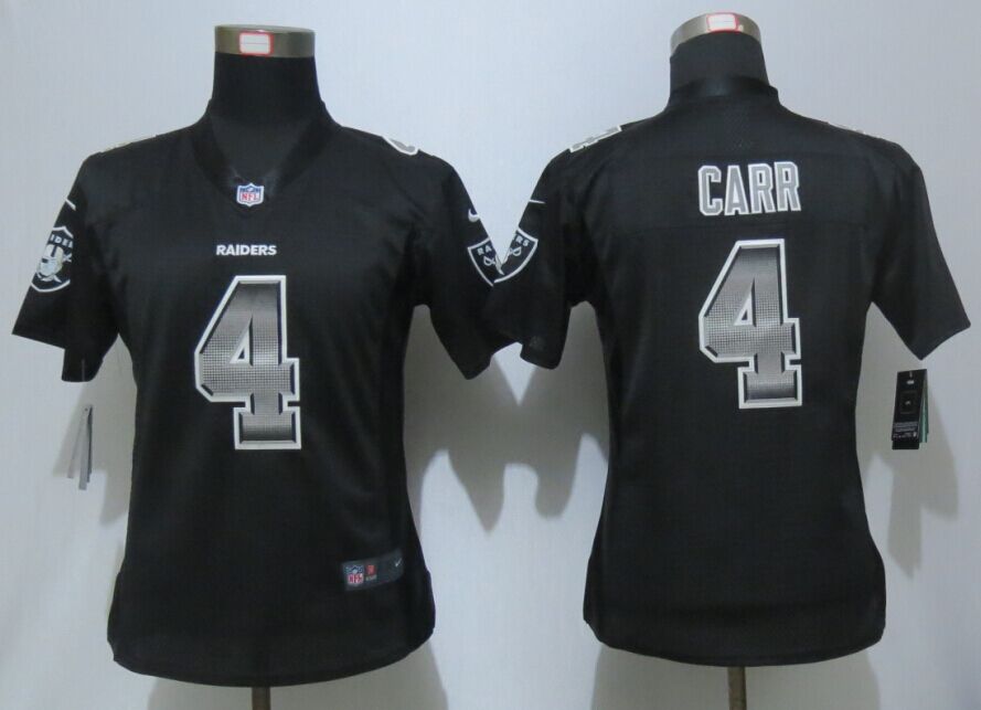 Nike Raiders 4 Derek Carr Black Pro Line Fashion Strobe Women Jersey