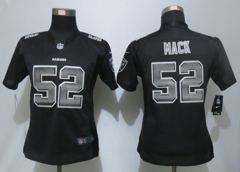 Nike Raiders 52 Khalil Mack Black Pro Line Fashion Strobe Women Jersey