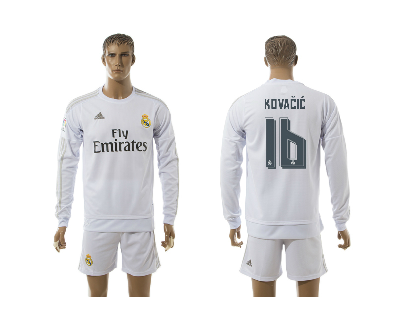2015-16 Real Madrid 16 KOVACIC Home Long Sleeve Jersey