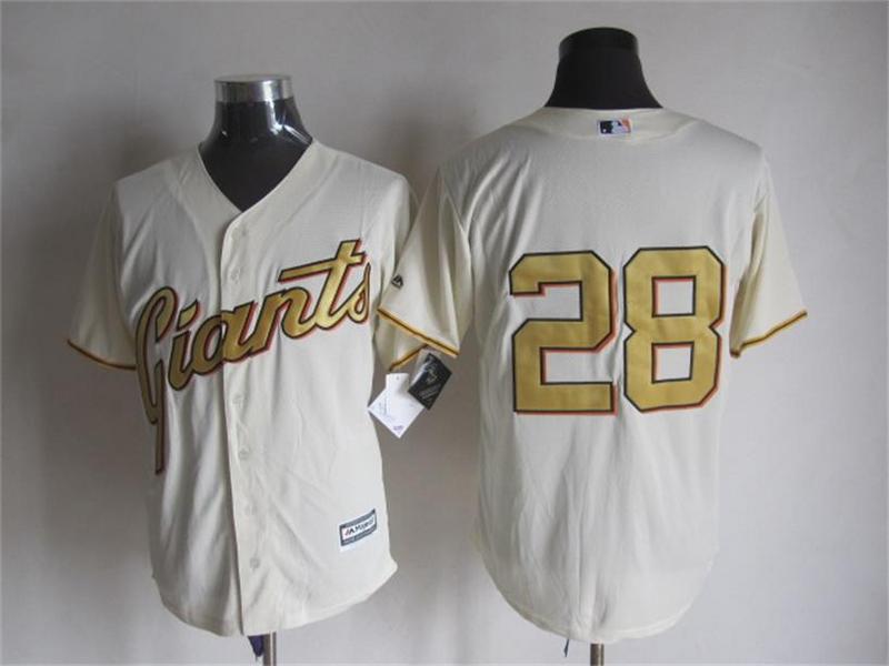 Giants 28 Buster Posey Cream New Cool Base Jersey
