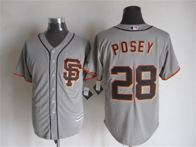 Giants 28 Buster Posey Grey New Cool Base Road 2 Jersey