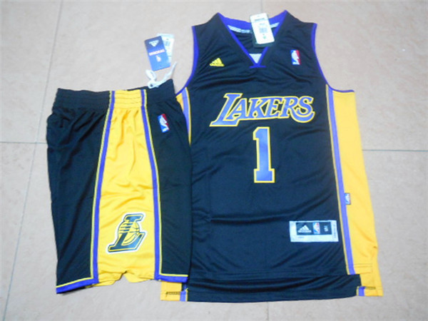 Lakers 1 D'Angelo Russell Black New Revolution 30 Swingman Jersey(With Shorts)