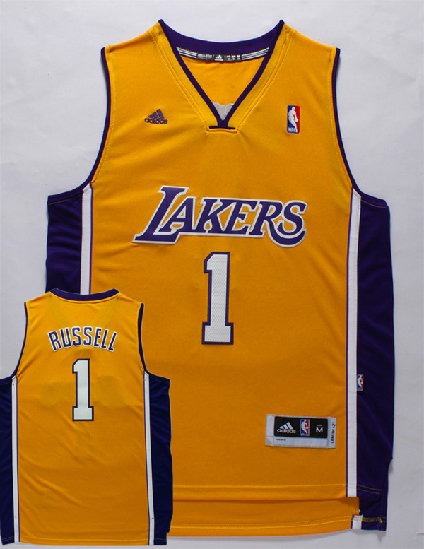 Lakers 1 D'Angelo Russell Yellow New Revolution 30 Swingman Jersey - Click Image to Close