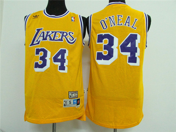 Lakers 34 Shaquille O'Neal Yellow Hardwood Classics Jersey