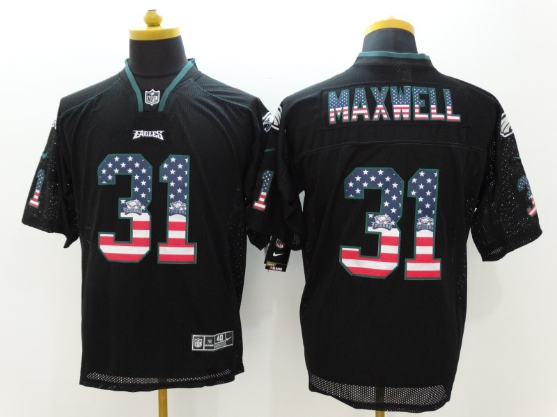 Nike Eagles 31 Byron Maxwell Black USA Flag Elite Jersey