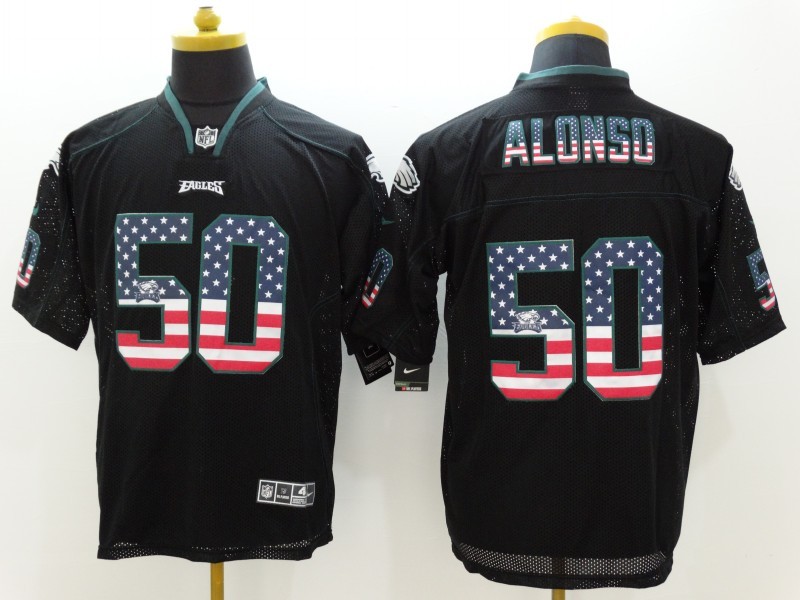 Nike Eagles 50 Kiko Alonso Black USA Flag Elite Jersey