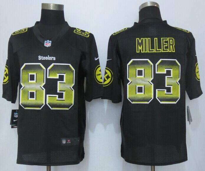 Nike Steelers 83 Heath Miller Black Pro Line Fashion Strobe Jersey