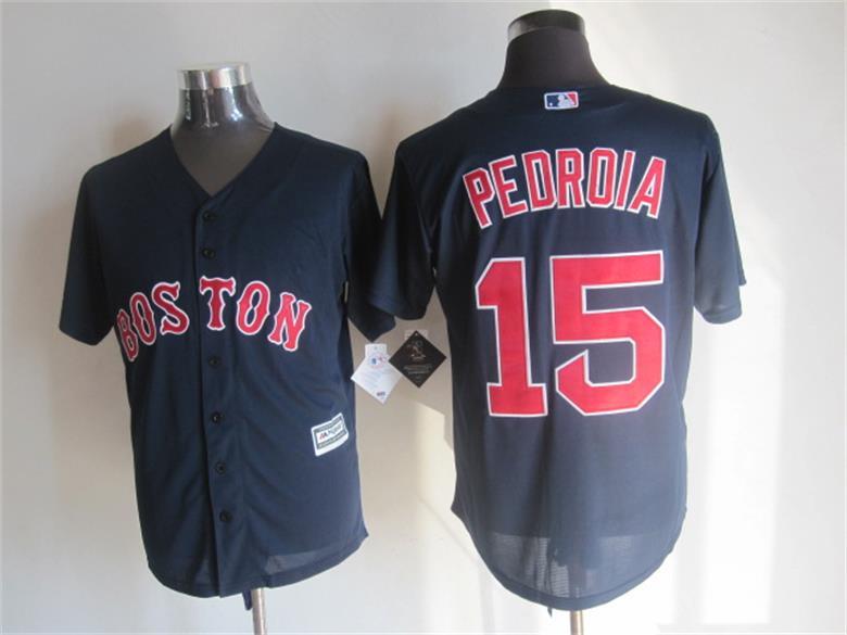 Red Sox 15 Pedroia Blue New Cool Base Jersey