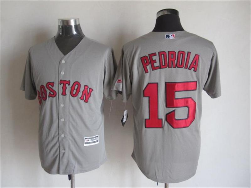 Red Sox 15 Pedroia Grey New Cool Base Jersey