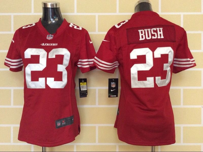 Nike 49ers 23 Reggie Bush Red Women Game Jersey