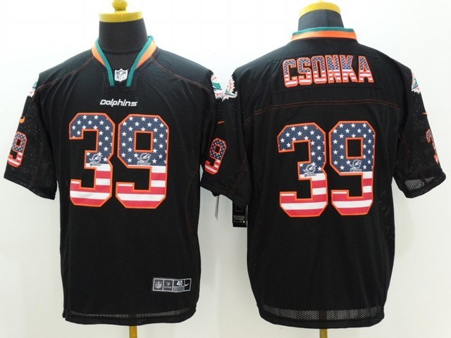 Nike Dolphins 39 Larry Csonka Black USA Flag Elite Jersey