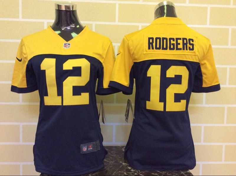 Nike Packers 12 Aaron Rodgers Navy Blue Alternate Women Game Jersey