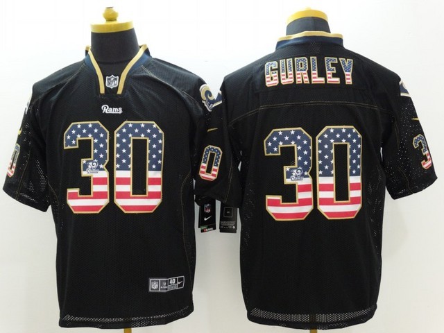 Nike Rams 30 Todd Gurley Black USA Flag Elite Jersey