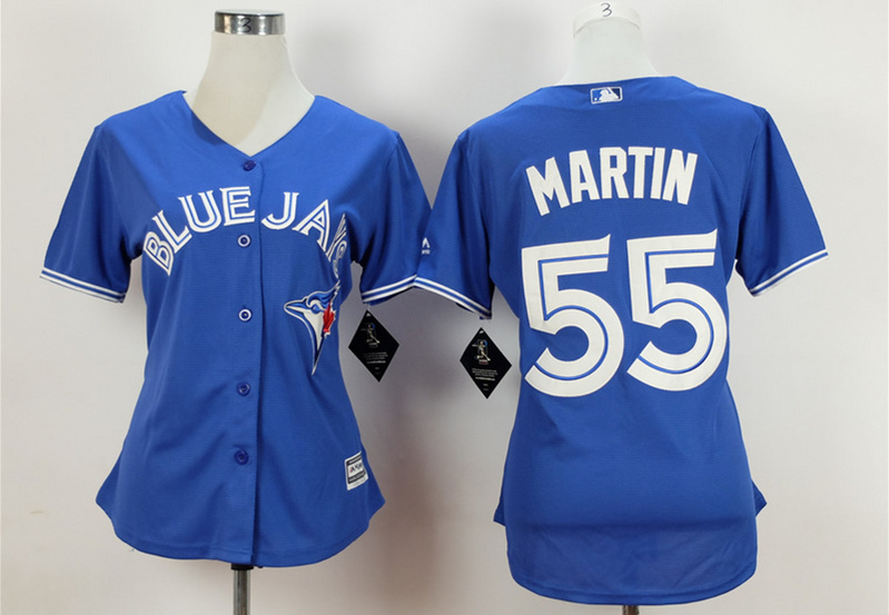 Blue Jays 55 Russell Martin Blue Women New Cool Base Jersey - Click Image to Close