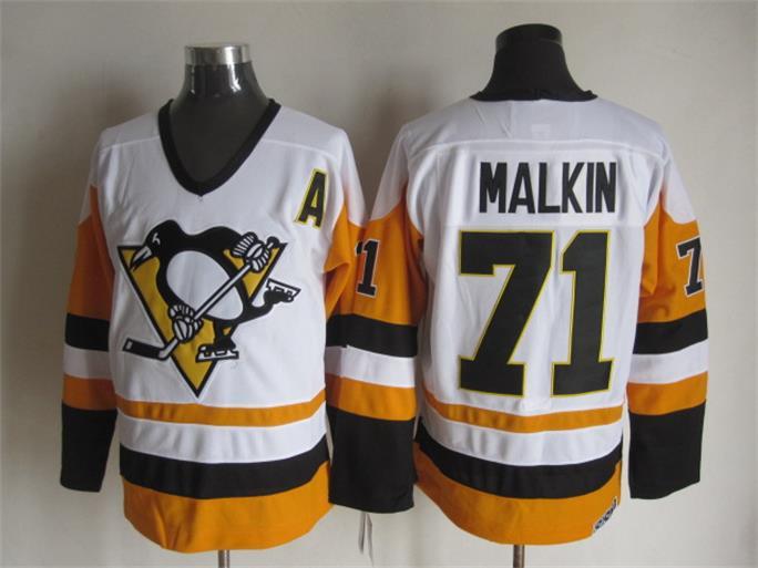 Penguins 71 Evgeni Malkin White CCM Jersey