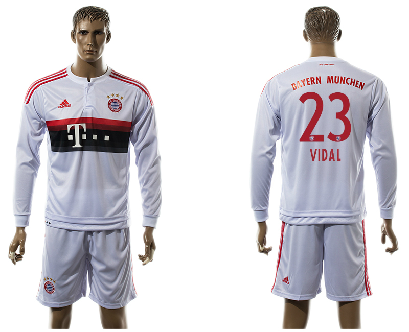 2015-16 Bayern Munchen 23 VIDAL Away Long Sleeve Jersey