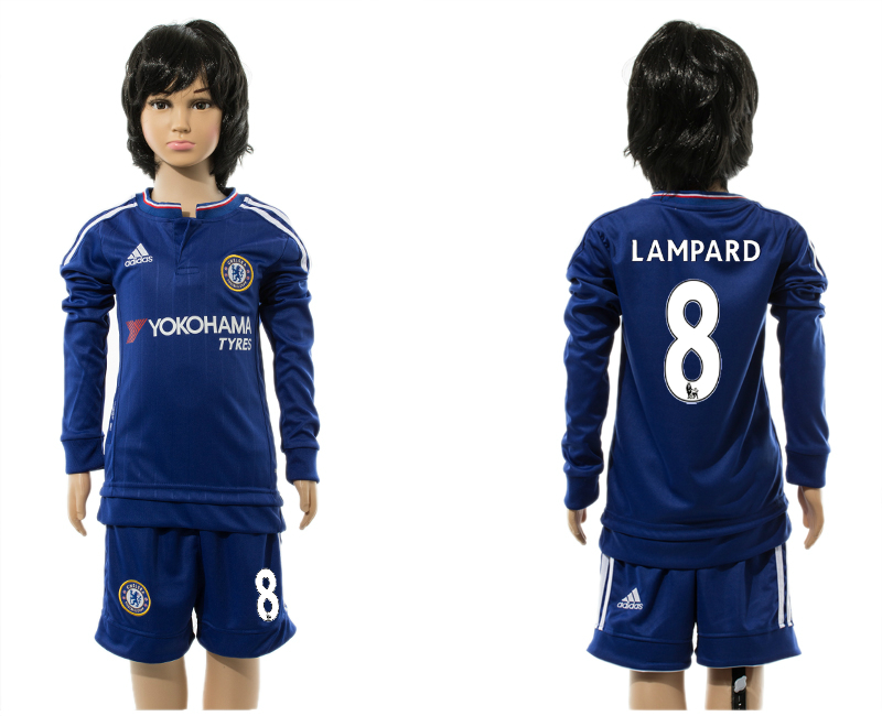 2015-16 Chelsea 8 LAMPARD Home Youth Long Sleeve Jersey
