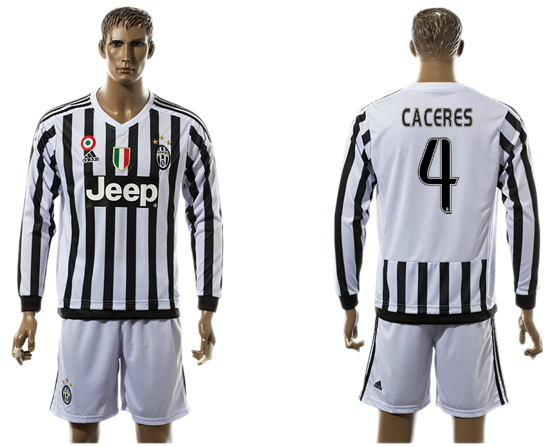 2015-16 Juventus 4 CACERES Home Long Sleeve Jersey