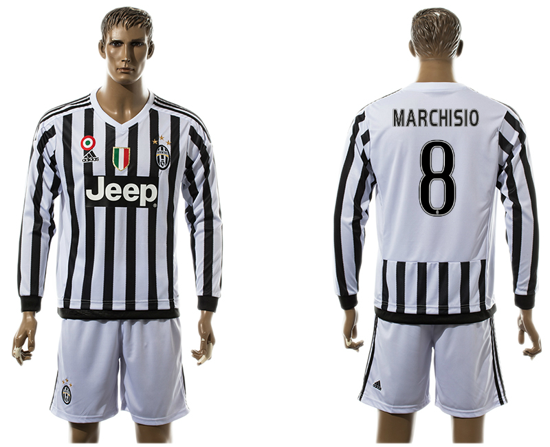 2015-16 Juventus 8 MARCHISIO Home Long Sleeve Jersey